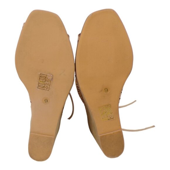 Jeffrey Campbell Rodillo Wedge Sandals Size 9 Tan Leather Lace Up #1257 - Picture 7 of 10